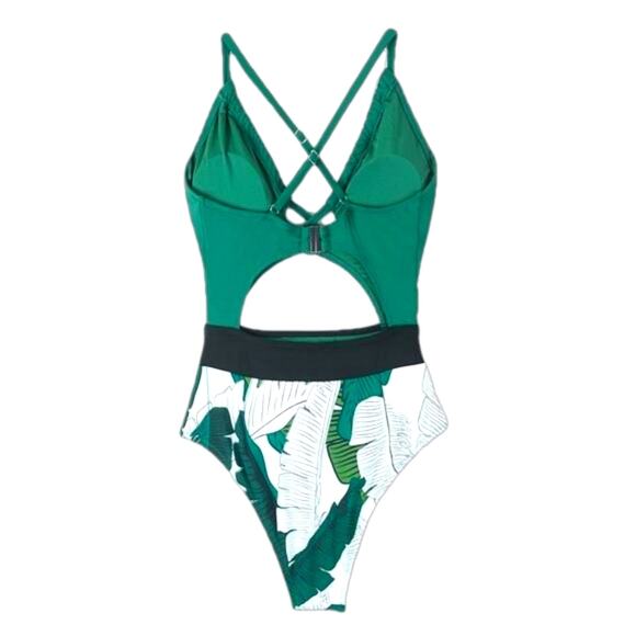 Cupshe Tropical Cut-Out One-Piece Swimsuit NWT Green Size Small - Picture 9 of 12